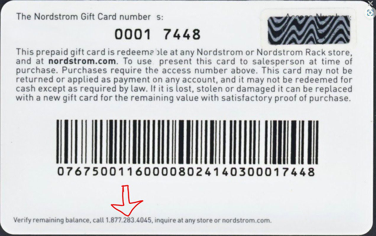 Check Nordstrom gift card balance