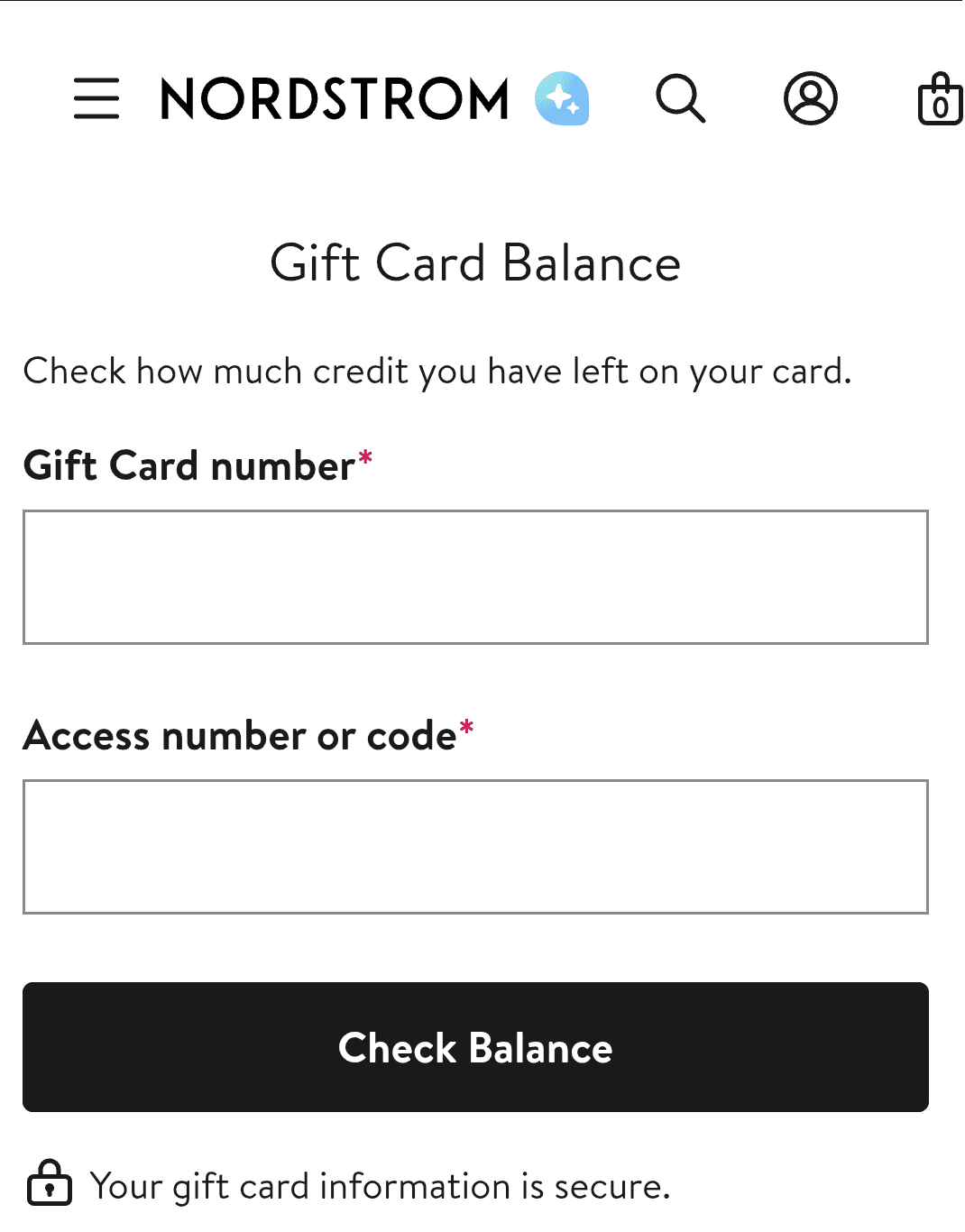 Check Nordstrom gift card balance