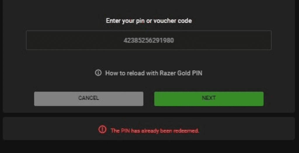 Razer Gold gift card errors and solutions