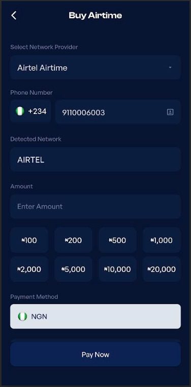 USSD recharge code to load an Airtel card in Nigeria