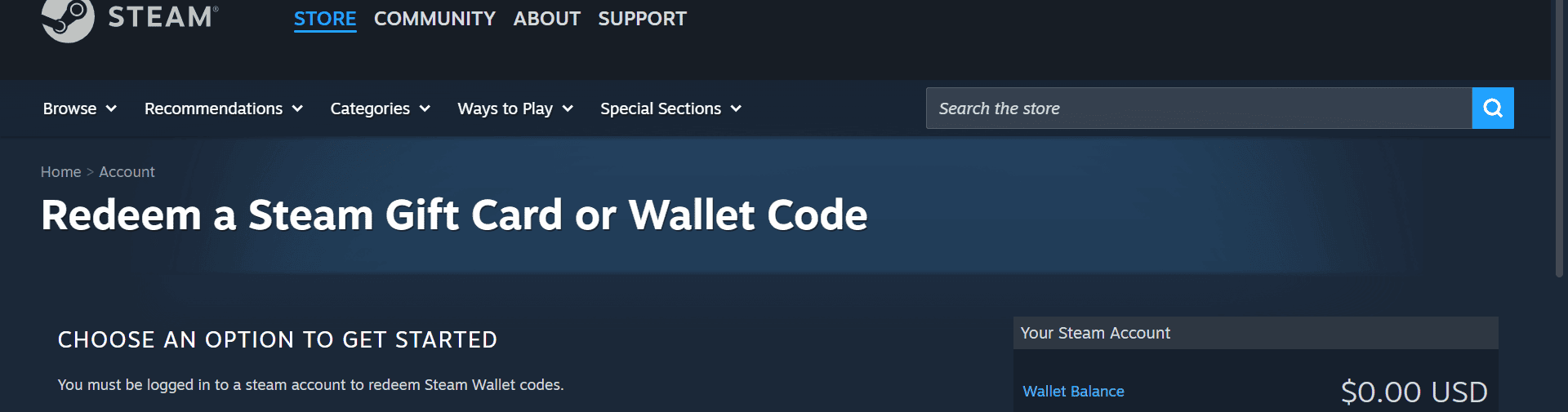 Steam gift card