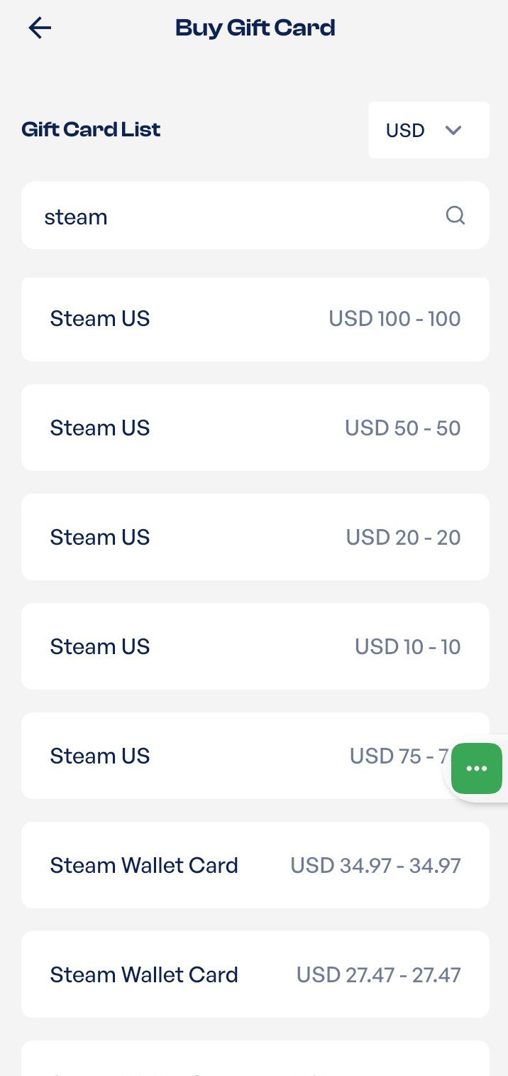 Steam gift card