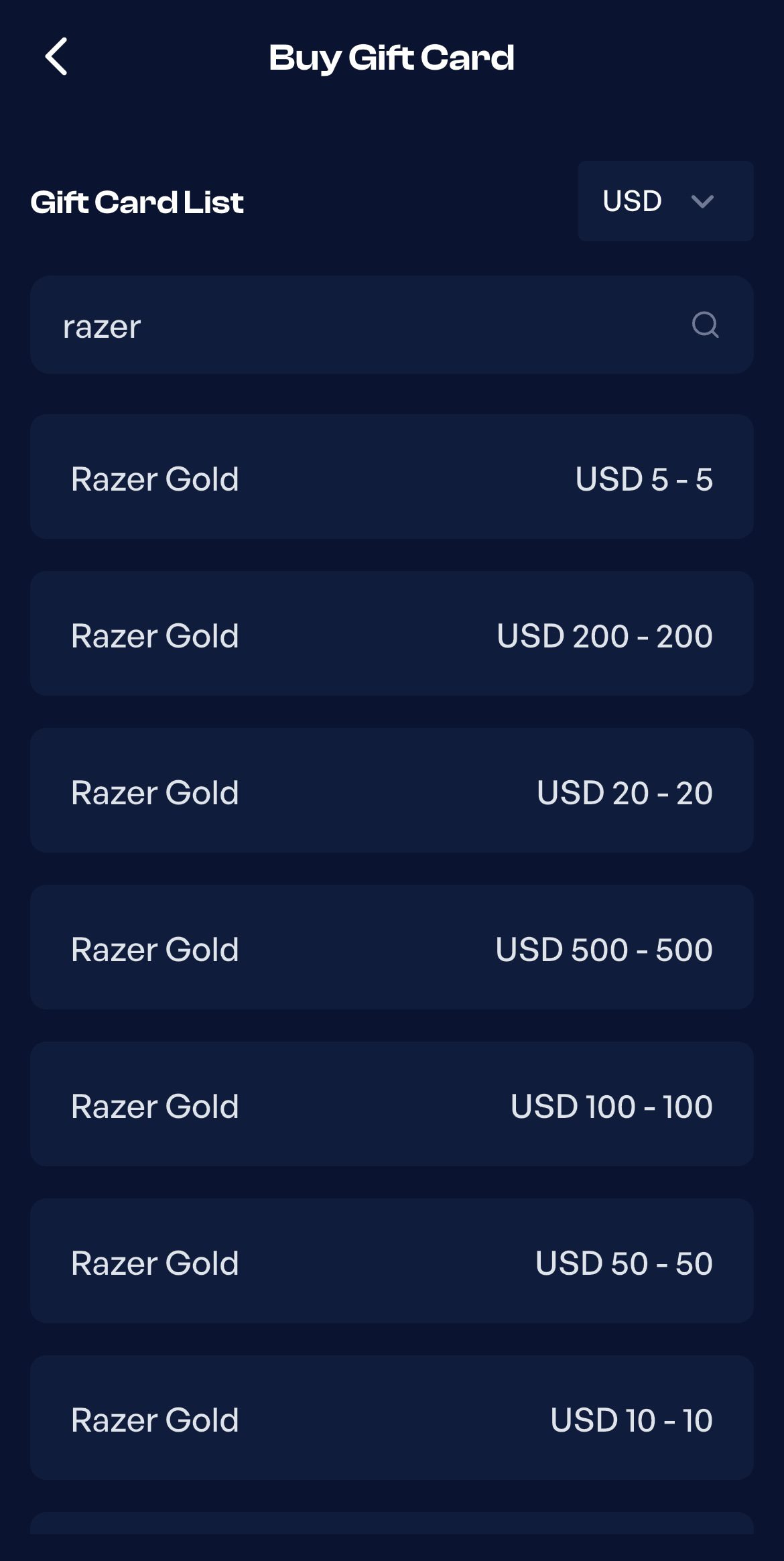Razer Gold gift cards