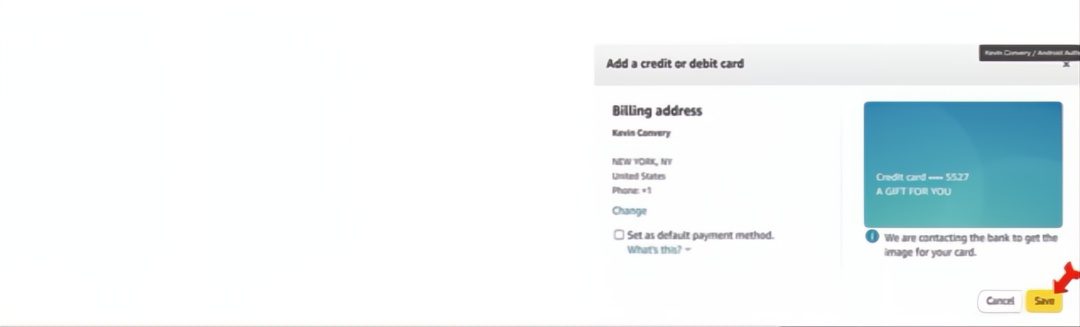 Set up billing address on Vanilla gift card