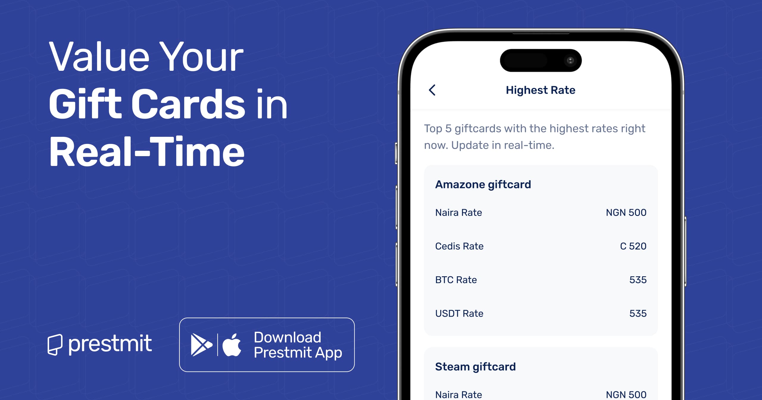 Gift Card Rates Today - Calculate In Naira, Cedis, USD - Prestmit