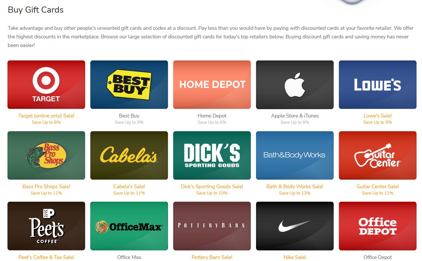 Buy discounted gift cards online