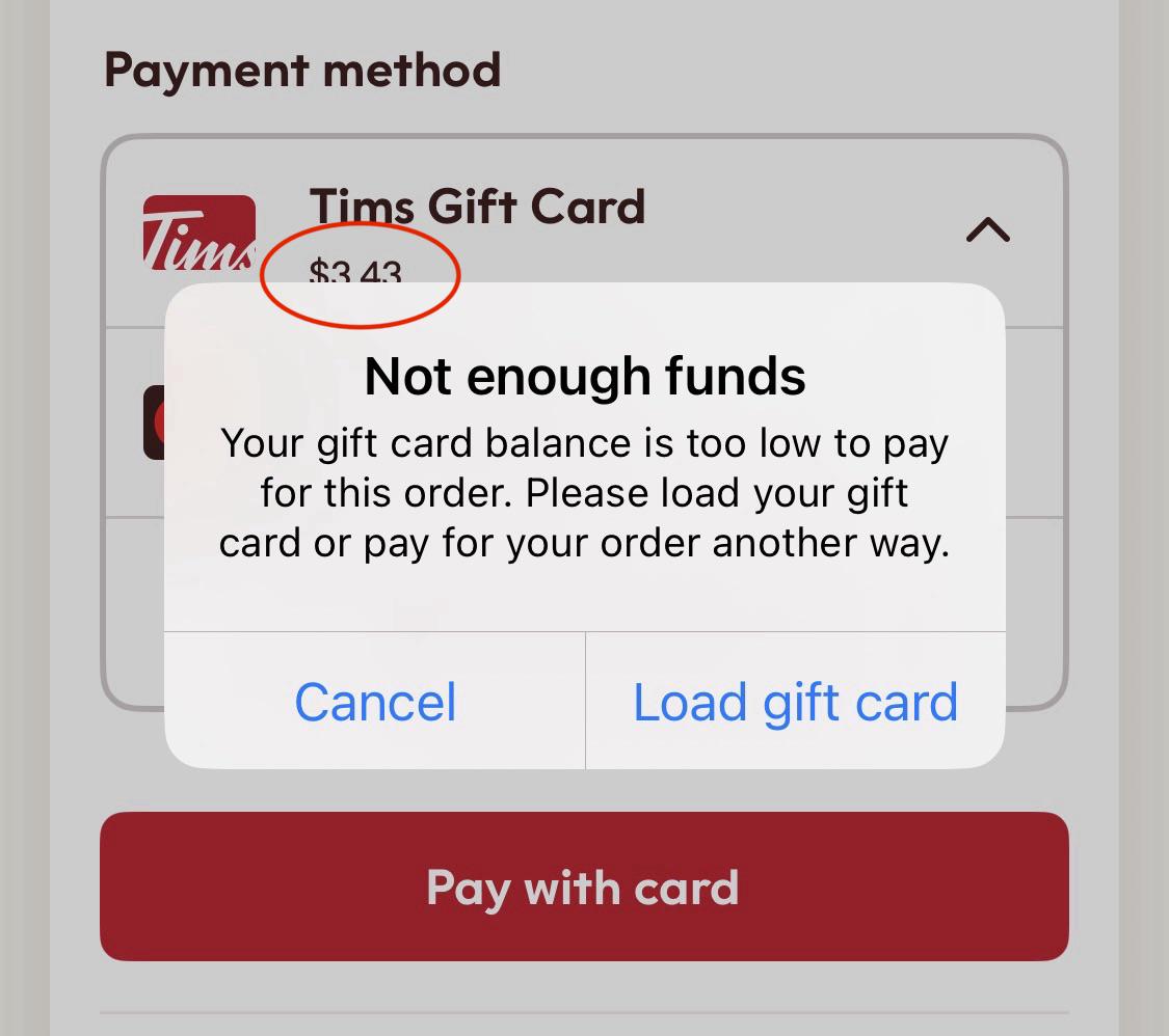 Things to do for gift card that is not working